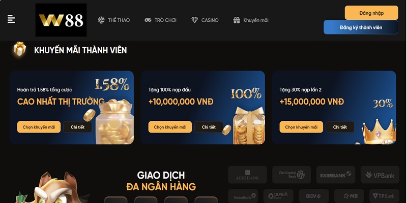 W88 Đăng nhập: Thao tác truy cập cơ bản cho tân thủ 2 Nhà cái thường xuyên cung cấp các chương trình ưu đãi đăng nhập