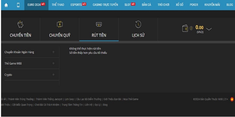 W88 Rút tiền: Những bước thực hiện đơn giản, nhanh chóng 3 Thực hiện rút tiền tại W88 qua thẻ game vô cùng nhanh chóng